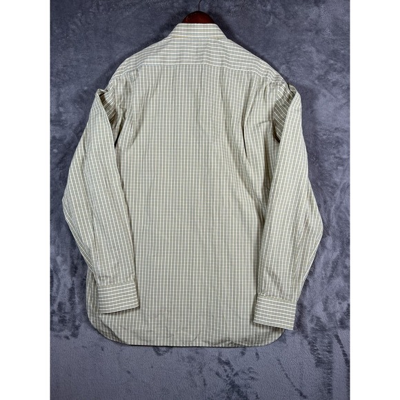 Kiton Shirt Mens 44 17 1/2 Green Plaid Button Up Cotton Career Made In Italy - Picture 2 of 8